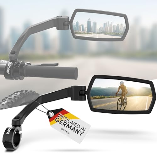 Wittkop Specchio per bicicletta | Ampio campo visivo HD | Ruotabile a 360° e ripiegabile | Montaggio in alto e in basso | Infrangibile e resistente | Specchietto convesso per bicicletta, e-bike