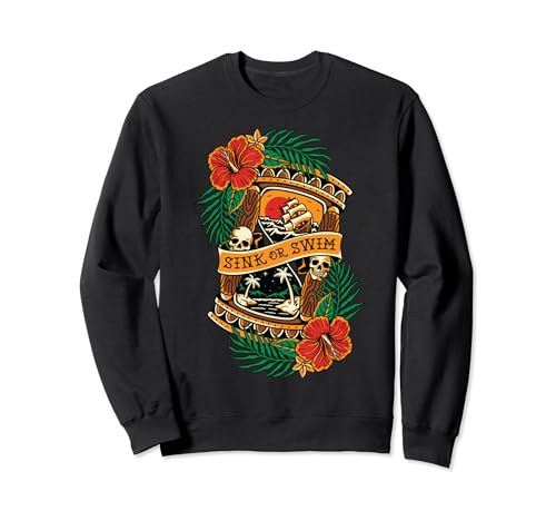 American Traditional Tattoo Old School Flash Skull Reloj de arena Sudader