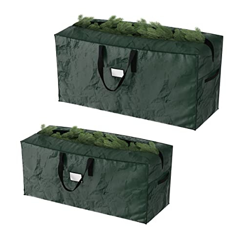 2-Piece Christmas Decorations Storage Set - Green Poly Waterproof Bags Hold Up To 17-Foot Disassembled Christmas Trees And Holiday Decor By Elf Stor #TOP2