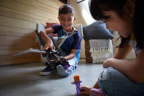 Mattel Minecraft - Set con il grande Enderdrago e le action figures di Steve e dell'Enderman, playset del 15° anniversario con accessori e design pixelato, giocattolo per bambini, 6+ anni, HTN25 - Immagine 1