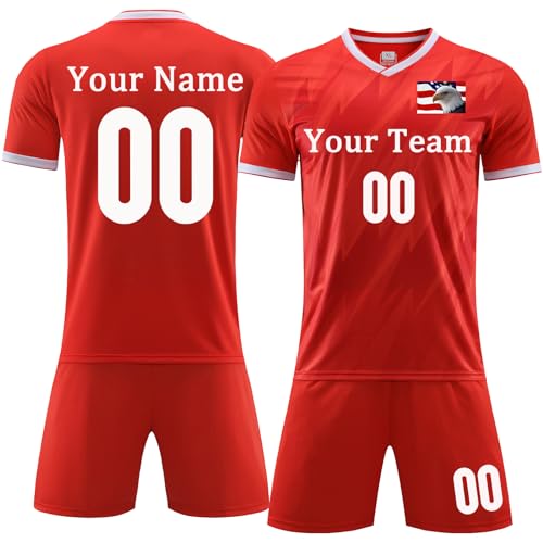 Youth Kids Personalized Soccer Jerseys for Kids/Adult Custom Jersey Soccer Uniform for Boy Girl with Name Number Team/Sponsor