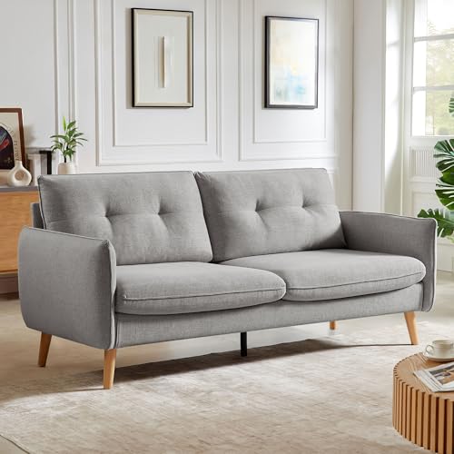 Sicaan Canapé 3 Places Scandinave CHLOÉ en Tissu Gris Clair – Canapé Droit Élégant et Moderne – Sofa Spacieux et Confortable Style Nordique Chic pour Salon ou...