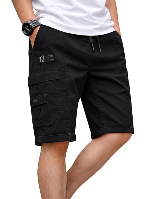 Men's Olive Green Cargo Shorts-picture-31
