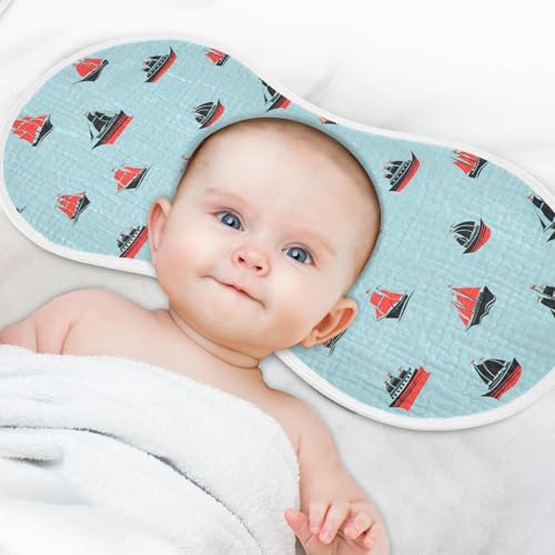 J JOYSAY Cruise Ship Teal Baby Burp Cloths for Boys Girls Large 22''x11'' Cotton 4 Layer Newborn Must-Have Essential for Spit Up one sizex14