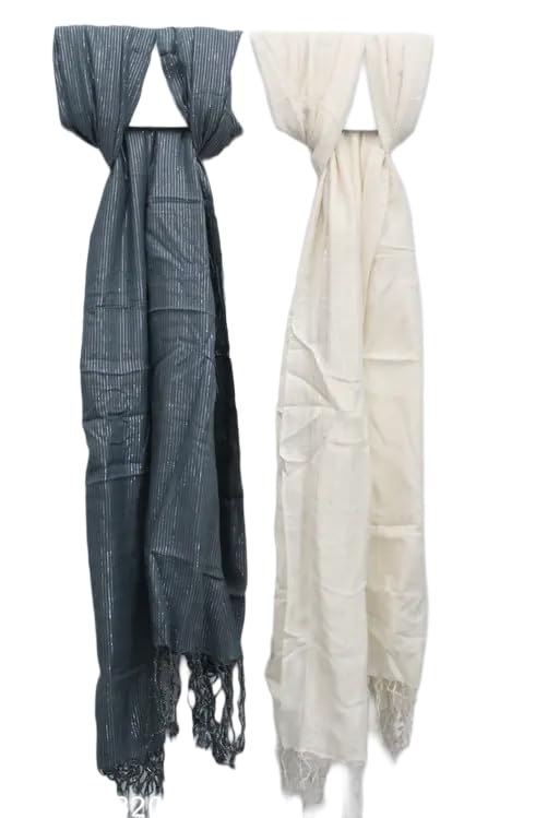 Viscose Stoles Designer Lurex Soft Stoles-Scarves Dupatta 28” x80” Combo Set Of 2 piece_15-image-44