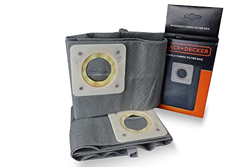 BLACK+DECKER Sacs Filtrants en Tissu Lavable 20 l pour Aspirateurs Solides et Liquides