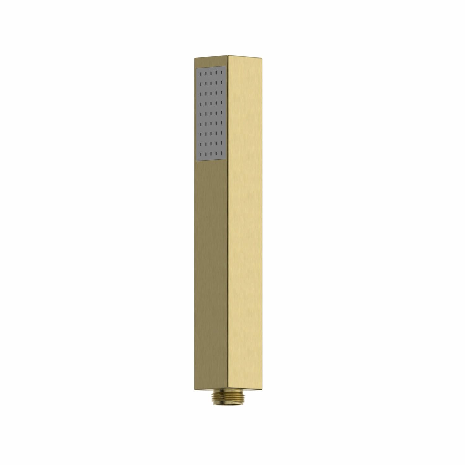 Architeckt Brushed Brass Architeckt® Universal Bath Shower Handheld Pencil Handset Head Square Single Spray Function Modern Bathroom Handsets For Showers,