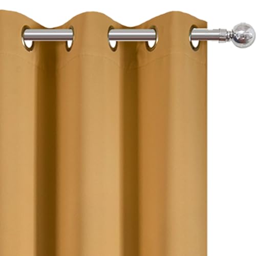 Image of LEMOMO Blackout Curtains 42 x 63 inch /Mustard YellowCurtains Set of 2 Panels /Thermal Insulated Room Darkening Bedroom Curtains