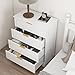 White 4 Drawer Dresser for Bedroom, Tall Bedroom Dresser with Large Drawer & Golden Handles, Wooden Storage Organizer Cabinet Chest of Drawer for Closet, Living Room, Hallway, Children's Room