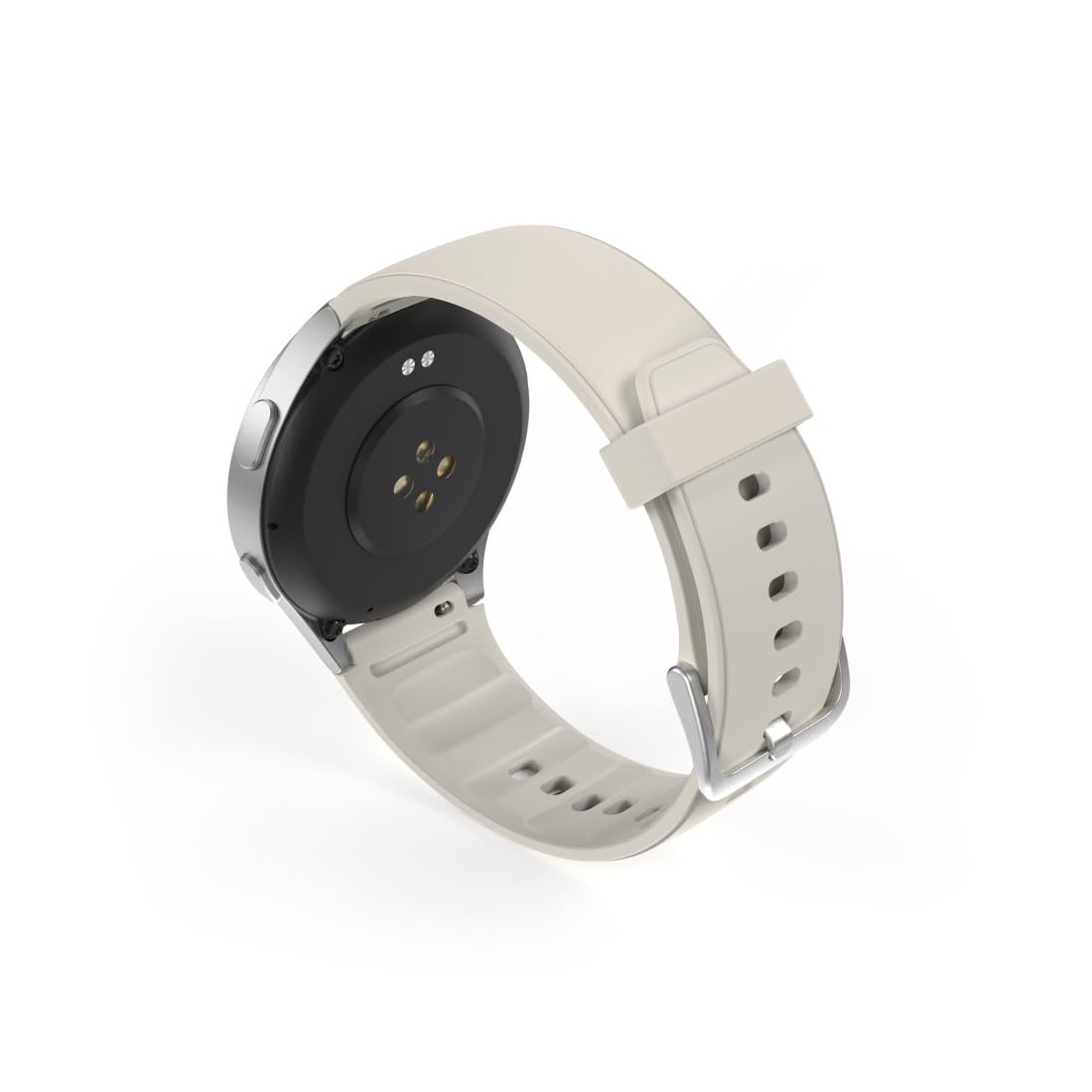 Hama Smartwatch GPS (zegarek inteligentny, smart, AMOLED 1.3, Bluetooth, wodoodporny, ładowanie magnetyczne, always-on, silikonowy pasek, srebrna koperta, 1,32", rozmowy) beżowy