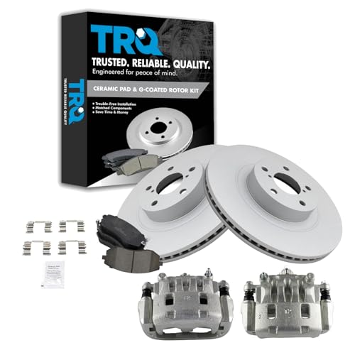 TRQ Front Brake Pad & Rotor Kit Ceramic Premium G-Coated Compatible with 2004-2006 Subaru Baja 2009-2010 Forester 2008-2010 Impreza 2006-2012 Legacy 2005-2012 Outback