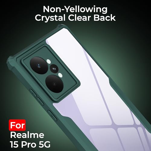 Image of A rtistque Clear Hard Transparent Acrylic Armor Anti-Drop Shockproof TPU Edge Back Cover Case for Realme 15 Pro 5G - Green