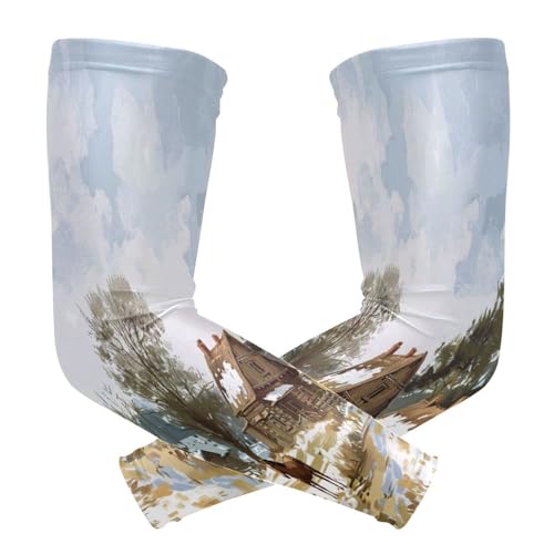 YEGAME Arm Sleeves for Men & Women, Vintage Farm 1 Pair Cooling UV Sun Protection Sports Compression Sleeves, UPF 50+ Basketball Tennis Cycling Arm Warmers, Breathable Tattoo Cover Sleeve