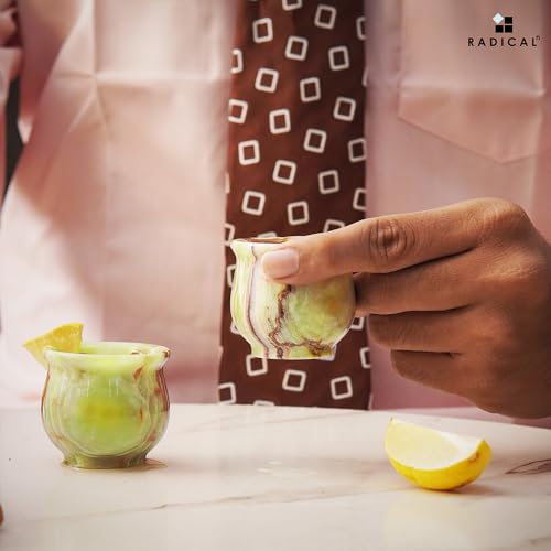 Radicaln GREENSHOTS Marble Shot Glasses Green Onyx 2 Inch Inches 1.5 Oz Handmade Tequila Glasses thumb #3