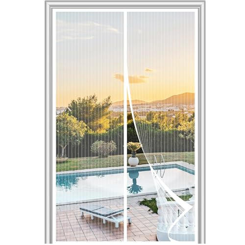 Image of METAONLY Magnetic Screen Door Mesh, Works for Patio, Sliding Door, Keeps Bug Mosquito Out, Fresh Air Flow, Fits 38 inch x 82 inch Door - Curtain Size 40 inch x 84 inch, White