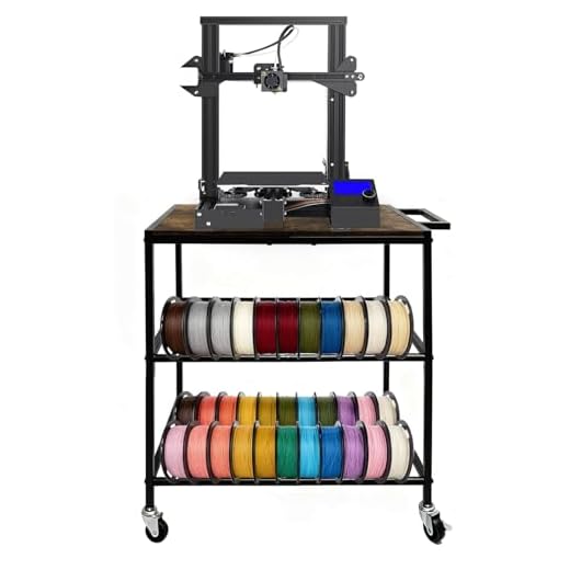 Hocomay Scaffale per stampante 3D con filamento, con ruote, per stampante mobile, porta bobine pesanti, 3 ripiani, accessori per stampanti, organizer da scrivania, per stazione di stampa, ufficio