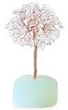 QINJIEJIE Opal Healing Crystals Tree of Life Decor - Natural Crystal Stone Reiki Gemstone White Opalite Base Copper Wire Home Office Decorations Spiritual Feng Shui Gift
