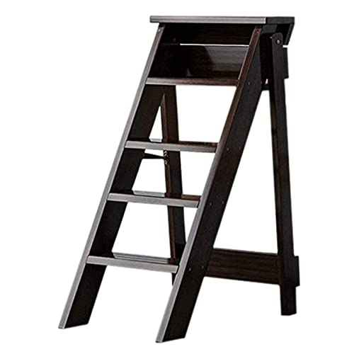Escalera taburete de madera maciza con diseño robusto de alta durabilidad 2