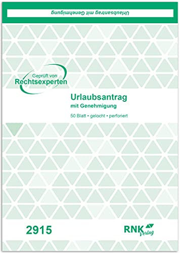 RNKVERLAG 2915 - Urlaubsantrag Block, mit 50 Blatt, DIN A5, 1 Stück