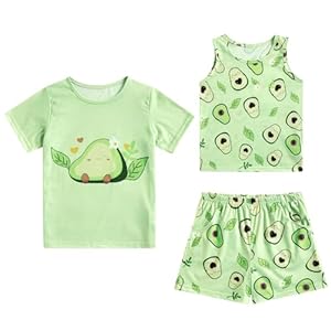 Funnycokid Girls Pajamas 3 Pieces Tie Dye Shirts&Tank Shorts Pjs Cute Summer Loungewear Nightwear Set Size 7-14