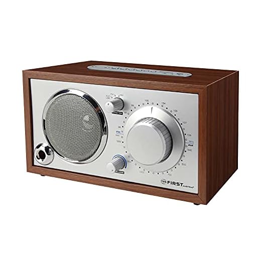 TZS First Austria Retro Radio/FM-Tischradio im Retro-Stil in dunklem Holz und Silber, 1 Lautsprecher, AUX-Eingang