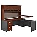 Bush Business Furniture Series C 72W x 30D 3 Position Sit to Stand L Shaped Desk with Hutch and Mobile File Cabinet in Hansen Cherry/Graphite Gray