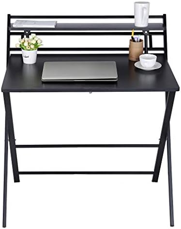 Cloudro Desk,Folding Study Desk for Small Space Home Office Desk Simple Laptop Writing Table (Black)