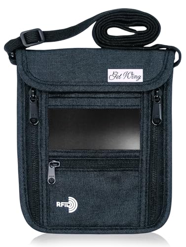 GetWing パスポートケース 首下げ スキミング防止 セキュリティポーチ パスポートカバー 軽量コンパクト ７...