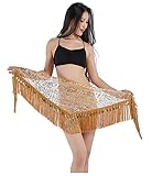 Women's Belly Dance Hip Scarf Tassels Fringed Sequins Scarf Performance Outfits Skirt Festival Cloth