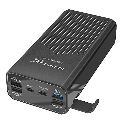 Power Bank 40000mah Konfulon Portable Charger 20W USB-C Battery Pack with 5 Outputs & 2 Inputs External Battery Cell Phone Charger with Phone Holder Compatible with iPhone 12, MacBook Pro and Samsung