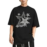 T-shirt homme streetwear graphique avec imprimé star, coupe large et décontractée, idéal pour un usage quotidien ou en loisir.