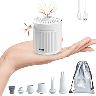 Mini Portable Air Pump for InflatablesElectric Air Pump for Mattress Sleeping Pad Rechargable USB Small Travel Air Pump with LED LightingTiny little Pump for Swimming Rings Bed Pool Toy White