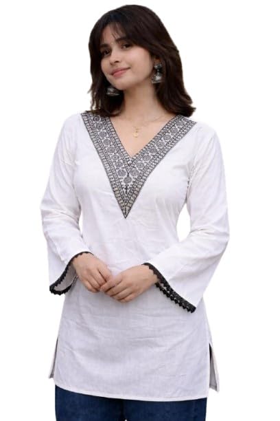 Casual Women Girl's V-Neck Stylish Comfortable Lightweight Long Sleeves Short Kurta-image-39