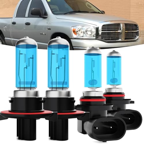 Image of Halogen Headlights Fit For Dodge Ram 2006-2008 Headlight Bulbs,9008 /H13 High /Low Beam + 9006 /HB4 Fog Light Bright Light Combo,Plug And Play,Pack of 4 (Dodge Ram 2006-2008)