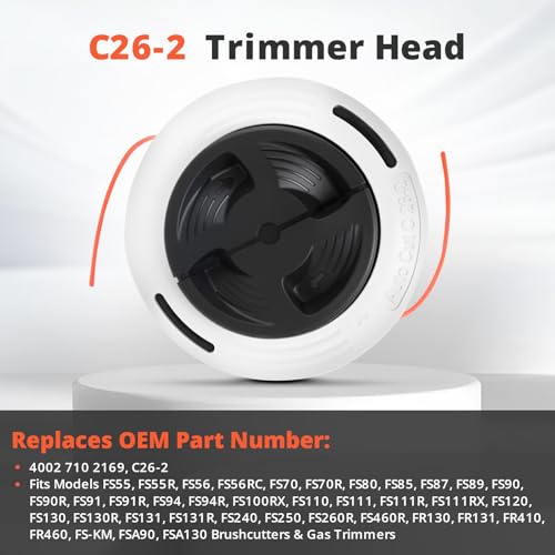 ranwin 2-Pack C26-2 Trimmer Head Compatible with Sti hl AutoCut C26-2 FS55, FS56, FS70, FS91, FS131 and More, Dual Line Nylon Trimmer Heads for Lawn Trimming, Weed Eater, and Brushcutters - Thumbnail 5