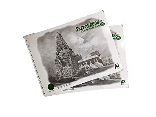 Image of LRS A3 Sketch Pad for Artist - 140 GSM - Artist Drawing Book - (42.0 cm x 29.7cm) - Spiral Bound - Completely Handmade - (A3-30 Sheets, Pack of 2)
