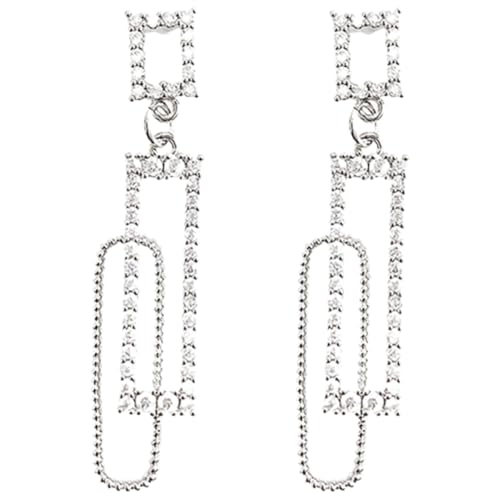 DEARMAMY 1 Par pendientes geométricos anillos de plata de ley para mujer grandes pendientes de aro para mujer modamujer pendientes de mujer pendientes de chicas adolescentes aretes aleación