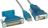 USB Stecker Typ A an 9pol Sub D Stecker mit Adapter 9pol. Buchse auf 25pol. Stecker