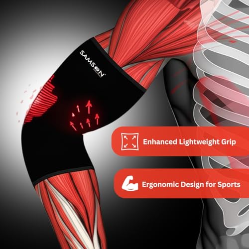 Image of SAMSON Tennis Elbow Support - Pain Relief & Compression, Perfect for Gym, Yoga, Cricket & Badminton (Pair, Large)