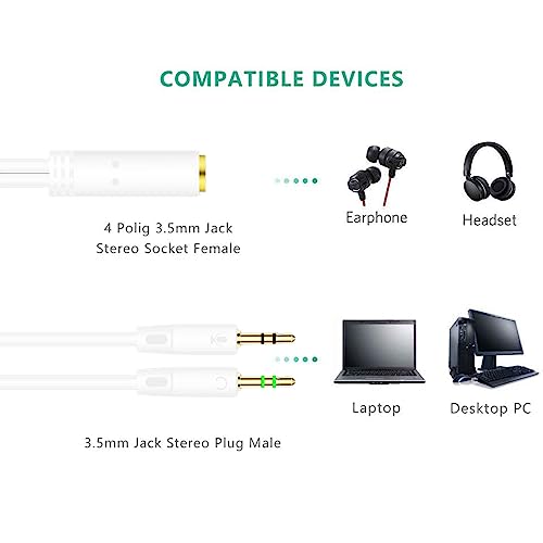 Cable divisor jack 3.5mm para auriculares y micrófono miniatura 4