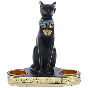 Ägyptische Katze Statue, Dekorative Katzenskulptur Kerzenhalter
