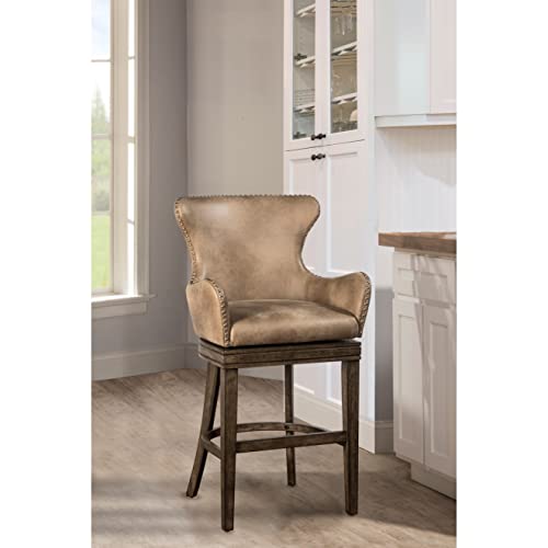 Butaco contemporáneo Hillsdale Caydena de cuero sintético, 44,25 pulgadas, color gris/cafés miniatura 2