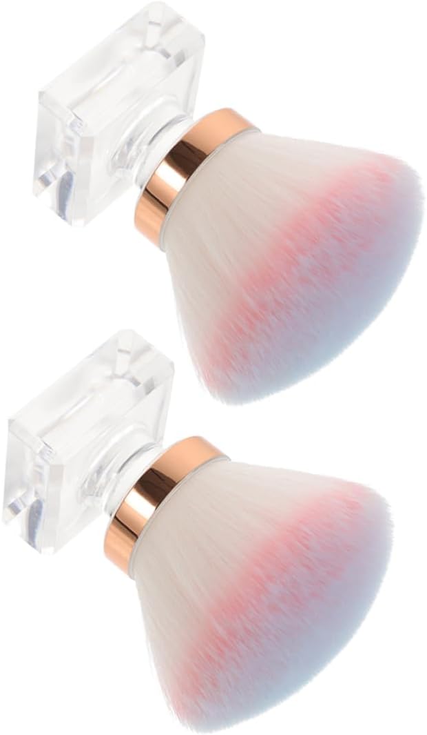 NIYANGLE 2pcs Powder Brush Soft Nail Cleaning Brush Applicators for Manicure Compact Design for for Fingernails and Toes