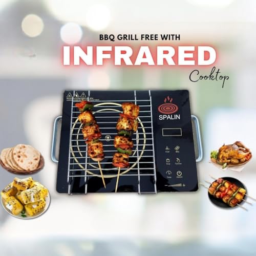 Image of Infrared Cooktop With Grill | Burner Electric Stove | Black Glass Top | Touch Control with Knob | Fast Heating Energy Efficient | Portable Induction Cooker with Safety Features