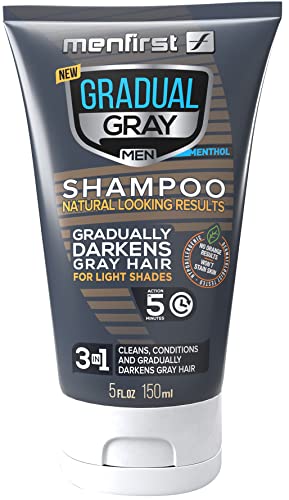 MENFIRST Gradual Gray 3-in-1 Hair Darkening Shampoo and Conditioner for Men with Light Shades, Gradually Reduce Grey and White Hair Color for Natural Looking Results - Single