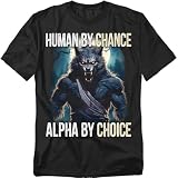Popfunk Werewolf Alpha T Shirt – Moon Howling Horror Fan Tee for Men or Women, Unisex Adult, Black, X-Large