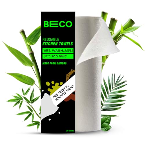 Beco Reusable Kitchen Towel Roll-2000 Times Washable|Soft & Highly Absorbent|Better Alternative to Dishcloth, Kitchen Tissue Paper Roll/Paper Towel|Ec