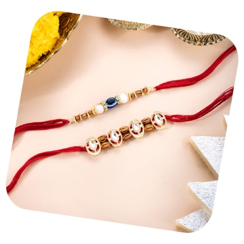 Image of Peora Evil Eye & Crystals Studded Rakhi for Brother Bhaiya | Red Thread | Raksha Bandhan Hamper with Roli Chawal Greeting Card