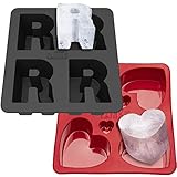 DRINKSPLINKS Letter R Ice Tray + Hearts Silicone Ice Cube Tray - 3D Monogram Ice Mold Shaped like th