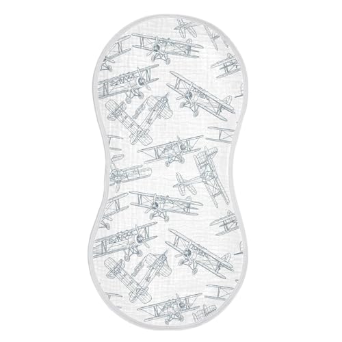 J JOYSAY Airplanes White Baby Burp Cloths for Boys Girls Large 22''x11'' Cotton 4 Layer Baby Must Haves for Drool Spit Up one sizex1